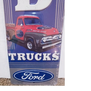 16&quot; V-8 3d retro classic car auto FORD TRUCK dr drive blue USA metal display ad Sign Garage Gift Garage tractor Mancave Gift Hang decor