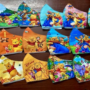 3 x PACK mix Handmade custom mask face covers masks manmade high Q craft ART cartoon toon hello pink plaid fun honey bee Pooh bear style