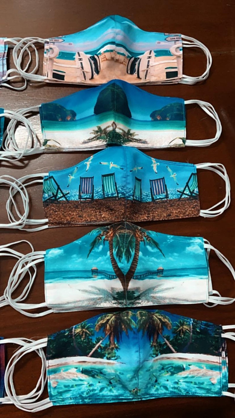 Ocean Lake Beach House Handmade Custom Mask Face Covers Masks Manmade ...