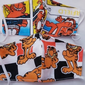 Handmade custom mask face covers masks manmade high Q craft ART cartoon toon hello fun love Garfield odie cat dog best friend comic strip