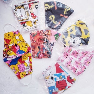 3x Favoritos de dibujos animados para adultos Máscaras faciales personalizadas hechas a mano ¡Venta colorida de reducción de inventario!