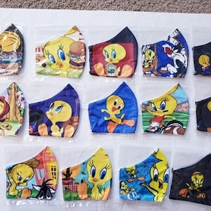 Tweety Máscara personalizada hecha a mano cubre máscaras hechas por el hombre alta Q dibujos animados tweety pájaro canario amarillo negro amigos