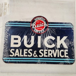 24 "Buick ventas y servicio Piezas VENDIDAS AQUÍ Usa Placa de acero anuncio amarillo Signo vintage estilo retro auto servicio de venta de automóviles metal