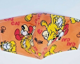 Handmade custom mask face covers masks manmade high Q craft ART cartoon toon hello fun love Garfield odie cat dog best friends lasagna happy