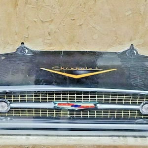 25&quot; HUGE 1957 Chevy classic car Bel Air Grill Front End USA STEEL Metal Sign &#39;57 Truck Garage car Mancave Perfect Gift Hang up display decor