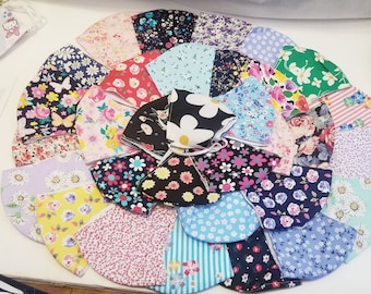 3 PACK 2 + 1 FREE  bonus pack Handmade custom face covers masks high Q craft ART nature colorful gift garden Flower Floral stocking stuffer