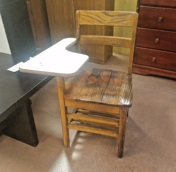 Vintage Rare Student Wooden Chair And Attached Desk Combo Etsy