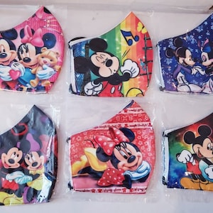 Handmade custom mask face cover masks colorful ART cartoon comic mickey mouse minnie pluto donald duck fan clu