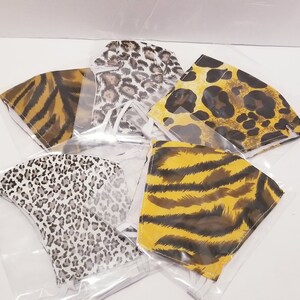 3 pack BIG CAT Washable Face Cover Mask Leo snow leopard animal print cheetah tiger fan Handmade custom manmade high Q craft ART fun style