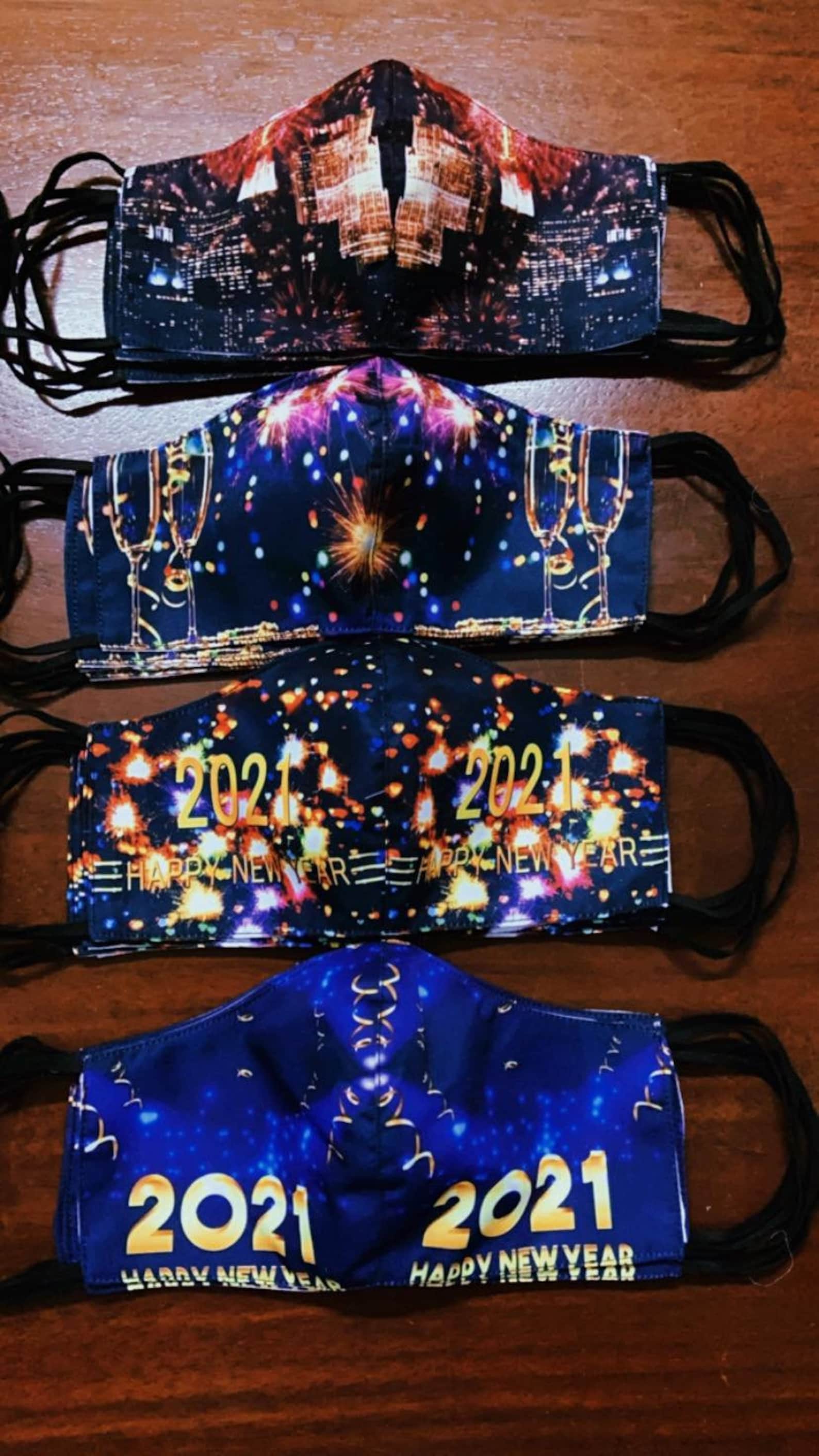 HAPPY NEW YEAR Celebrate Custom Face Cover Mask Champagne - Etsy
