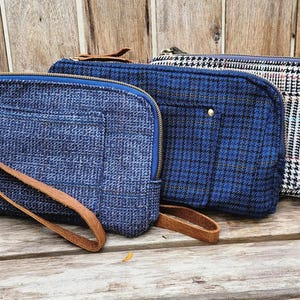 Cartera de mano para traje de hombre vintage reciclada y reciclada con cremallera