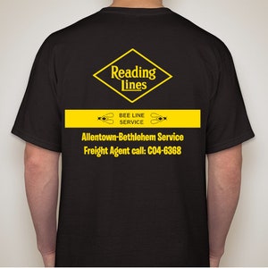 RDG -Reading Railroad Bee-Line Service T-Shirt Duży CNJ Philly 100% bawełny wstępnie skurczonej Stop! L@@K! Allentown -Bethlem Service Monopoly