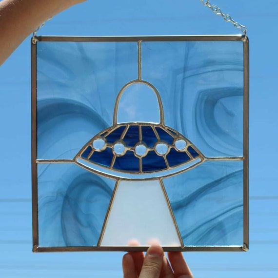 Ufo Stained Glass Space Ship Stained Glass Etsy