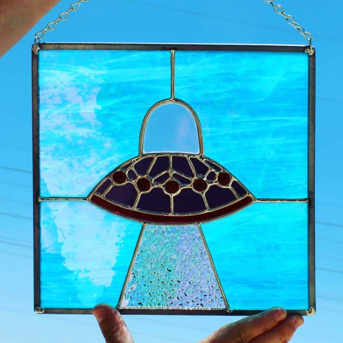 Ufo Stained Glass Spaceship Stained Glass Etsy