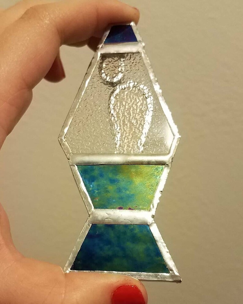 Handmade stained glass square pendant available in different color combinations and steel chain necklace