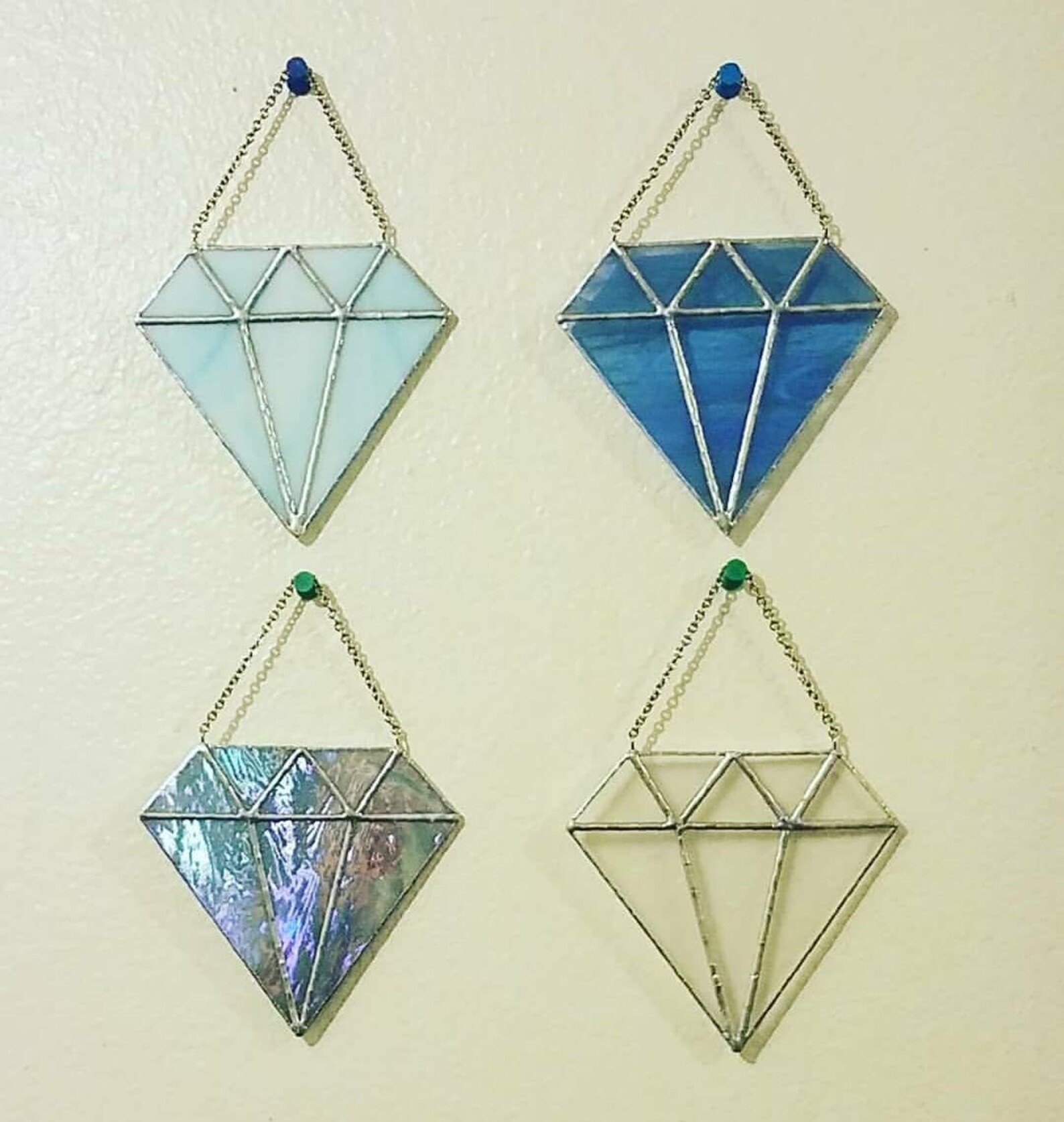 Stained Glass Diamond Stained Glass Diamonds Handmade Custom Etsy