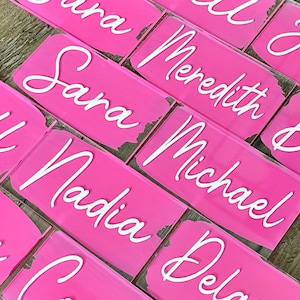 Painted Acrylic Name Plates, Personalized Circle Wedding Place Cards, Baby Shower Seating Cards, Dinner Party Name Cards, Painted Acrylic