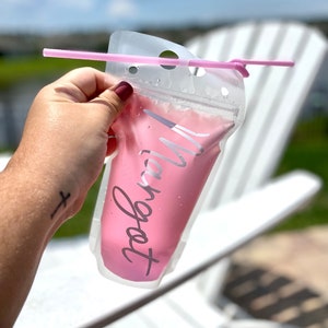 Personalized Adult Drink Pouch, Custom Design Drink Pouch, Bachelorette Party Favor, Reusable Booze Bag, Poolside Drinks, Beach Drink Holder