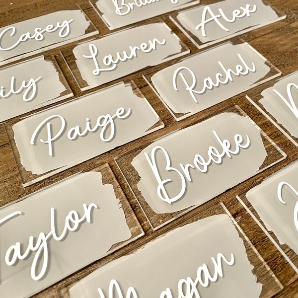 Painted Acrylic Name Plates, Personalized Circle Wedding Place Cards, Baby Shower Seating Cards, Dinner Party Name Cards, Painted Acrylic