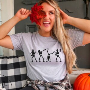 Dancing Skeletons Shirt, Skeleton Halloween Tee, Trendy Halloween Shirt, Skeletons Dancing Tee, Fall Shirts For Her, Happy Halloween Tee
