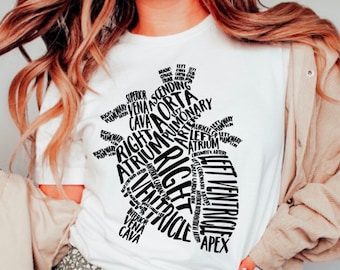 Anatomical Heart Shirt, Cardiac Nurse Tee, Cardiac Heart Shirt