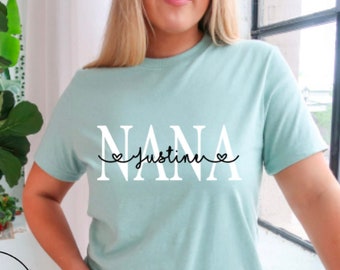 Nana Name Tee, Grandchildren Name Shirt, Personalized Nana Tee, Christmas Gift For Nanny, Mother's Day Gift For Grandma, Nana Birthday Gift