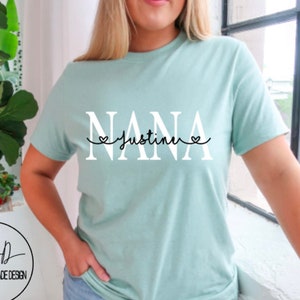 Nana Name Tee, Grandchildren Name Shirt, Personalized Nana Tee, Christmas Gift For Nanny, Mother's Day Gift For Grandma, Nana Birthday Gift image 1