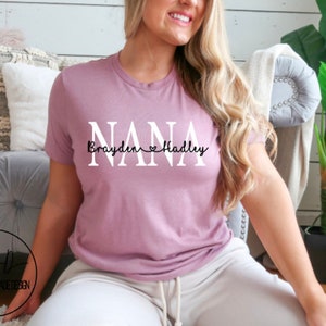 Nana Name Tee, Grandchildren Name Shirt, Personalized Nana Tee, Christmas Gift For Nanny, Mother's Day Gift For Grandma, Nana Birthday Gift image 2