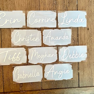 Painted Acrylic Name Plates, Personalized Circle Wedding Place Cards, Baby Shower Seating Cards, Dinner Party Name Cards, Painted Acrylic image 10