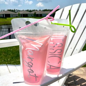 Personalized Adult Drink Pouch, Custom Design Drink Pouch, Bachelorette Party Favor, Reusable Booze Bag, Poolside Drinks, Beach Drink Holder image 4