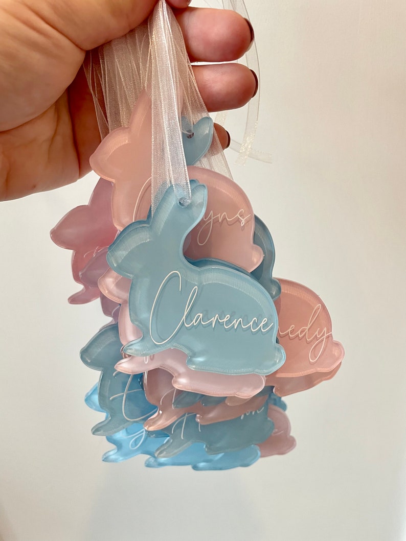 Acrylic Easter Tag, Personalized Easter Basket Tag, Painted Easter Tag, Acrylic Name Tag, Easter Gift For Kid, Easter Basket Name Tag 2.5 in image 4