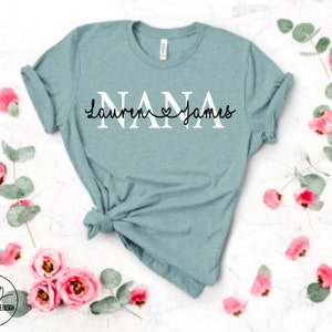 Nana Name Tee, Grandchildren Name Shirt, Personalized Nana Tee, Christmas Gift For Nanny, Mother's Day Gift For Grandma, Nana Birthday Gift image 5