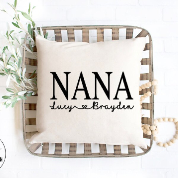 Nana Name Pillow, Grandchildren Name Pillow, Gift For Grandma, Personalized Throw Pillow, Christmas Gift For Nana, Custom Pillow Cover