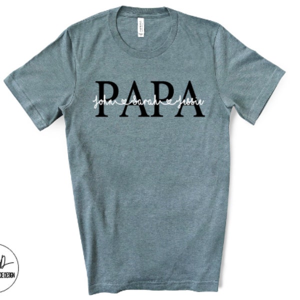 Papa Personalized Name Shirt, Grandchildren Name Tee, Christmas Gift For Grandpa, Fathers Day Gift For Papa, Grandparent Gift, Papa Shirts