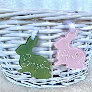 Acrylic Easter Tag, Personalized Easter Basket Tag, Painted Easter Tag, Acrylic Name Tag, Easter Gift For Kid, Easter Basket Name Tag 2.5 in image 3