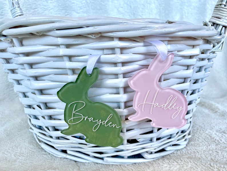 Acrylic Easter Tag, Personalized Easter Basket Tag, Painted Easter Tag, Acrylic Name Tag, Easter Gift For Kid, Easter Basket Name Tag 2.5 in image 3