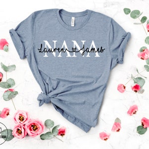 Nana Name Tee, Grandchildren Name Shirt, Personalized Nana Tee, Christmas Gift For Nanny, Mother's Day Gift For Grandma, Nana Birthday Gift image 6