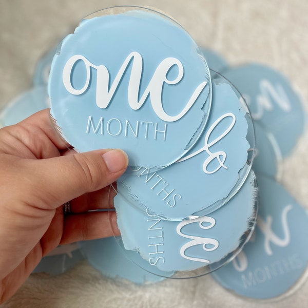 Acrylic Baby Monthly Milestone Set, Painted Acrylic Baby Gifts, Baby Monthly Milestone Discs, Acrylic Monthly Markers, Newborn Photo Props