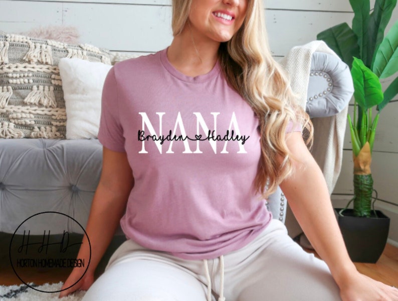 Nana Name Tee, Grandchildren Name Shirt, Personalized Nana Tee, Christmas Gift For Nanny, Mother's Day Gift For Grandma, Nana Birthday Gift image 2