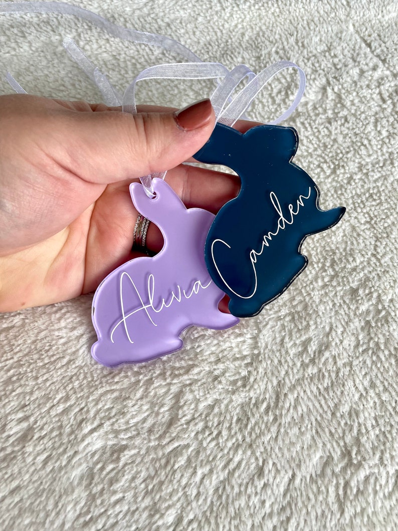 Acrylic Easter Tag, Personalized Easter Basket Tag, Painted Easter Tag, Acrylic Name Tag, Easter Gift For Kid, Easter Basket Name Tag 2.5 in image 5