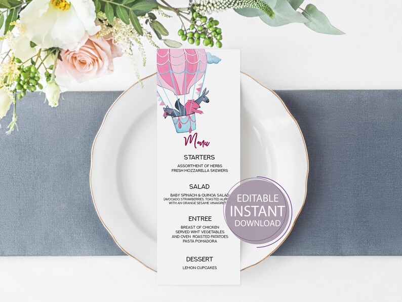 Baby Shower Menu For Girl Hot Air Balloon Editable Menu Etsy Baby Shower Menu For Girl Hot Air Balloon Editable Menu Etsy