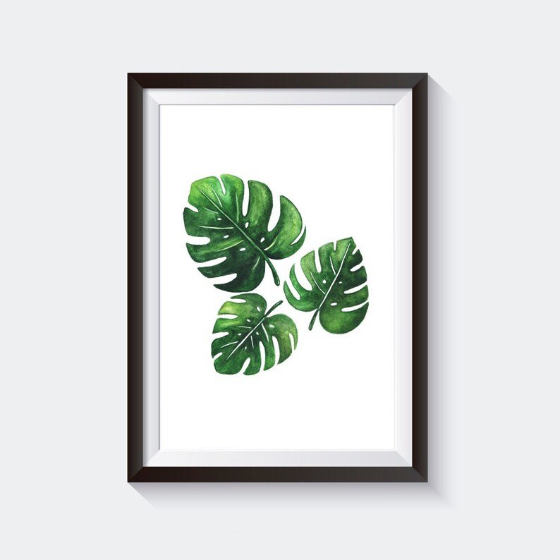 Tropical Leaves Print Plant print set of 4 Leaf print Etsy