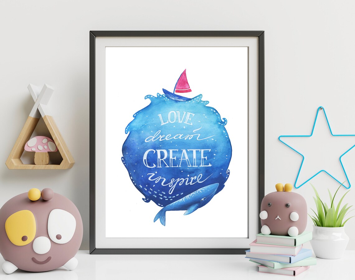 Impresión de vivero náutico decoración de baño de niños | Etsy