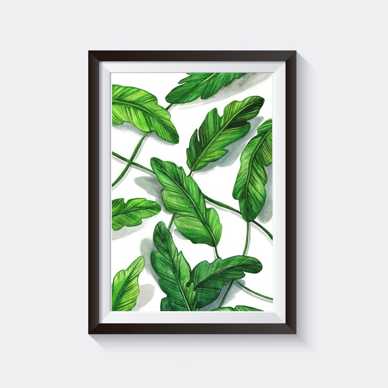 Tropical Leaves Print Plant print set of 4 Leaf print Etsy