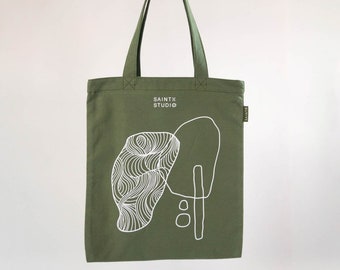 Carry Tote - Canvas Bag with zip and pocket, rockpools screenprint. Art bag, library bag, shoulder bag. gift for her, unique present