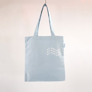 Carry Tote - Sky Blue Canvas Bag with zip and pocket, art everyday. Art bag, library bag, shoulder bag. gift for her, unique present