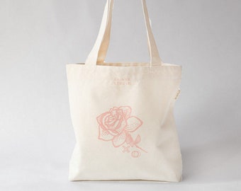 Market Tote Bag - Simple & Minimal Style. Thick Organic Cotton Canvas. Pastel Rose. Should Bag Carry All. Australian Studio | 42x38cm
