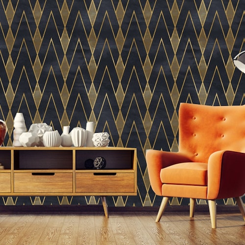 3D Art Deco White Gold Wallpaper Traditional Non Woven or Etsy