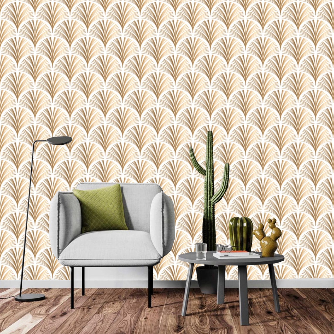 Geometric Art Deco White Beige Wallpaper Monochrome Embossed Etsy