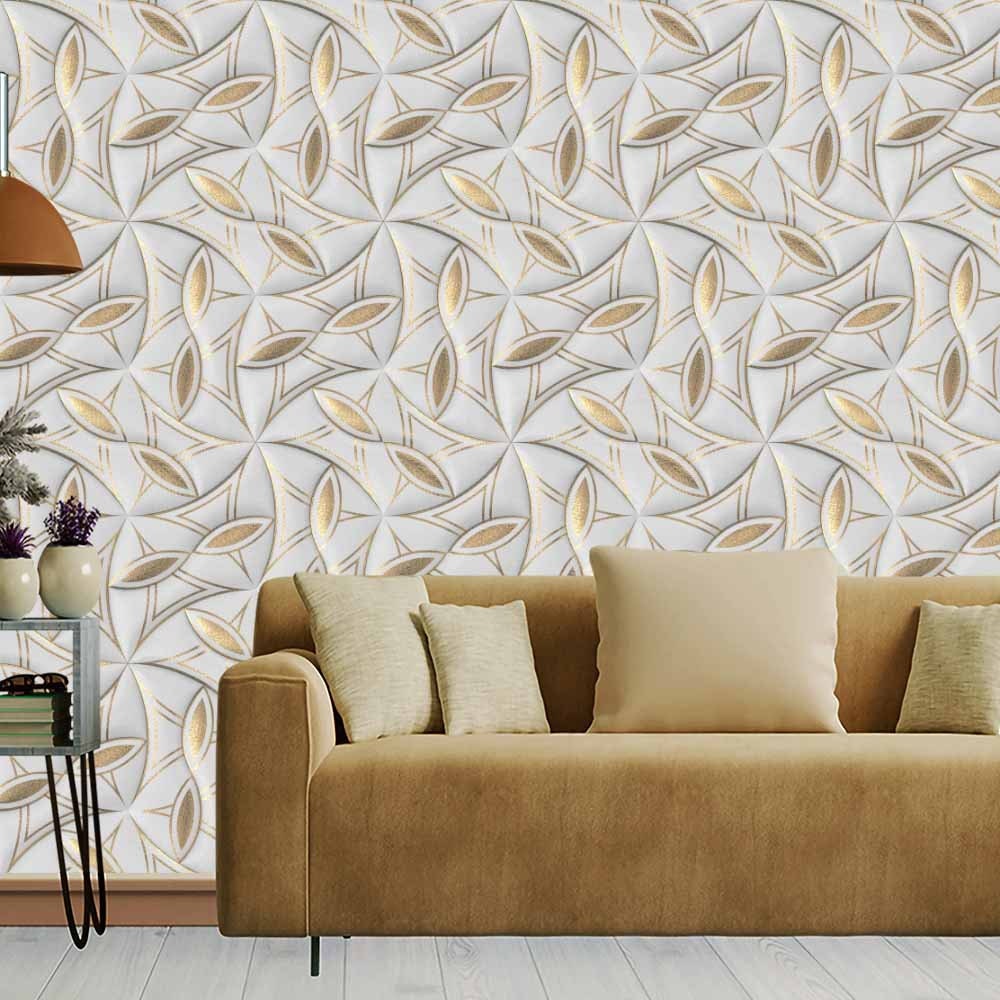 Buy 3D Wallpaper With Gold Leaf Motifs on White Gold Wall Decor Online in India - Etsy Buy 3D Wallpaper With Gold Leaf Motifs on White Gold Wall Decor Online in India - Etsy